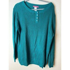 Woman Within Sz Medium Teal Waffle Knit Oversize Sweater